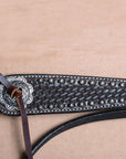 Bar H Equine Western Horse Genuine Leather Hand Tooled Headstall Dark Brown