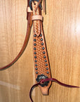 Bar H Equine Western Horse Genuine Leather Hand Tooled Headstall Dark Brown