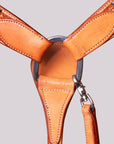 BAR H EQUINE Western Horse Basket Weave Genuine Leather Breast Collar Tan