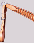 BAR H EQUINE Western Horse Basket Weave Genuine Leather Breast Collar Tan