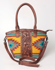 American Darling ADBG772 Tote Hand Tooled Saddle Blanket Genuine Leather Women Bag Western Handbag Purse