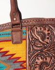American Darling ADBG772 Tote Hand Tooled Saddle Blanket Genuine Leather Women Bag Western Handbag Purse