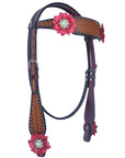 Bar H Equine Daisy Nash Floral Hand Tooled Horse Western Leather One Ear Headstall Brown