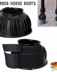 Hilason Western Horse PVC Ribbed Double Hook & Loop Leg Bell Boots