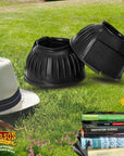 Hilason Western Horse PVC Ribbed Double Hook & Loop Leg Bell Boots