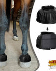 Hilason Western Horse PVC Ribbed Double Hook & Loop Leg Bell Boots