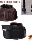 Hilason Western Horse PVC Ribbed Double Hook & Loop Leg Bell Boots