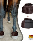 Hilason Western Horse PVC Ribbed Double Hook & Loop Leg Bell Boots