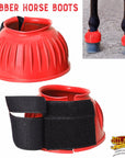 Hilason Western Horse PVC Ribbed Double Hook & Loop Leg Bell Boots