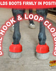 Hilason Western Horse PVC Ribbed Double Hook & Loop Leg Bell Boots