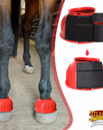 Hilason Western Horse PVC Ribbed Double Hook & Loop Leg Bell Boots
