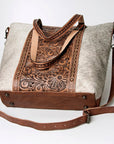 American Darling ADBG502ABRAH Tote Hand Tooled Hair-On Genuine Leather Women Bag Western Handbag Purse