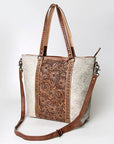 American Darling ADBG502ABRAH Tote Hand Tooled Hair-On Genuine Leather Women Bag Western Handbag Purse