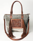 ADBG662BRAH American Darling Hand Tooled Hair On Genuine Leather Women Bag Western Handbag Purse