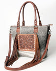 ADBG662BRAH American Darling Hand Tooled Hair On Genuine Leather Women Bag Western Handbag Purse