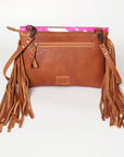 American Darling ADBG501A Clutch Hand Tooled Hair On Genuine Leather women bag western handbag purse