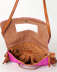 American Darling ADBG501A Clutch Hand Tooled Hair On Genuine Leather women bag western handbag purse