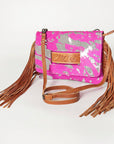 American Darling ADBG501A Clutch Hand Tooled Hair On Genuine Leather women bag western handbag purse