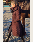 Chocolate Brown Duck Down Riding Coat with Velvet Collar