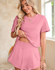 Cropped Tee and Ruffle High Waist Skort Set