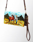 American Darling Organiser Hair-On Hand Tooled Genuine Leather Women Bag Western Handbag Purse