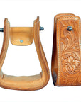 Horse Western Saddle Stirrup Leather Floral Stirrups Pair Hilason