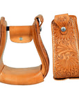 Horse Western Saddle Stirrup Leather Floral Stirrups Pair Hilason