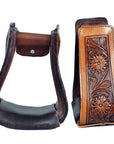 Horse Western Saddle Stirrup Leather Floral Stirrups Pair Hilason