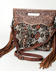 American Darling Clutch Hand Tooled Saddle Blanket Fabric Genuine Leather Western Women Bag Handbag Purse | Purses for Cute