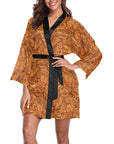 Tooled Leather Print Women's Lounge Kimono Robe