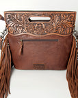 American Darling Clutch Hand Tooled Hair On Genuine Leather Women Bag Western Handbag Purse