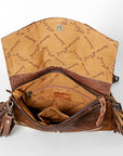 American Darling ADBGS178TB Envelope Hand Tooled Hair On Genuine Leather women bag western handbag purse