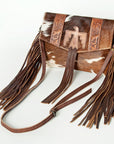 American Darling ADBGS178TB Envelope Hand Tooled Hair On Genuine Leather women bag western handbag purse