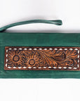 American Darling ADBGZ266-DAM Wristlet Hand Tooled Genuine Leather Women Bag Western Handbag Purse