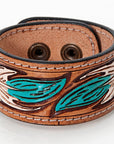 American Darling ADBRF169 Hand tooled carved Genuine Leather Bracelet women