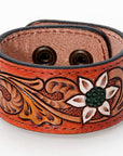 American Darling Bracelet Hand Tooled Carved Genuine Leather Women | Handmade Western Rustic