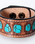American Darling Bracelet Hand Tooled Carved Genuine Leather Women | Handmade Western Rustic