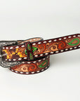 American Darling ADBLF113-L Beautifully Hand Tooled Genuine American Leather Belt Men and Women