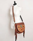 American Darling ADBGA163A Cross Body Hand Tooled Genuine Leather women bag western handbag purse