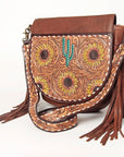 American Darling ADBGA163A Cross Body Hand Tooled Genuine Leather women bag western handbag purse