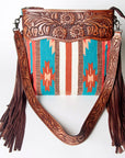 American Darling ADBGZ574 Signature Crossbody Hand Tooled Saddle Blanket Genuine Leather women bag western handbag purse