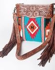 American Darling ADBGZ576 Signature Crossbody Hand Tooled Saddle Blanket Genuine Leather women bag western handbag purse