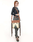 American Darling ADBGZ579 Signature Crossbody Hand Tooled Saddle Blanket Genuine Leather women bag western handbag purse