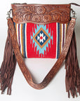 American Darling ADBGZ582 Signature Crossbody Hand Tooled Saddle Blanket Genuine Leather women bag western handbag purse