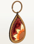 American Darling ADKR180 Hand Tooled Carved Genuine Leather Keyring