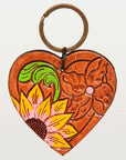 American Darling ADKR183 Hand Tooled Carved Genuine Leather Keyring