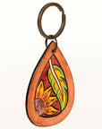 American Darling ADKR184 Hand Tooled Carved Genuine Leather Keyring