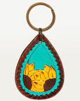 American Darling ADKR185 Hand Tooled Carved Genuine Leather Keyring