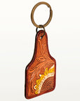 American Darling ADKR187 Hand Tooled Carved Genuine Leather Keyring