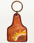 American Darling ADKR187 Hand Tooled Carved Genuine Leather Keyring